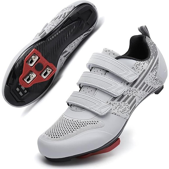 Unisex Road Bike Cycling Shoes 3 Straps, Delta Cleats for Indoor Use, Sz 7, Gray - Picture 1 of 12